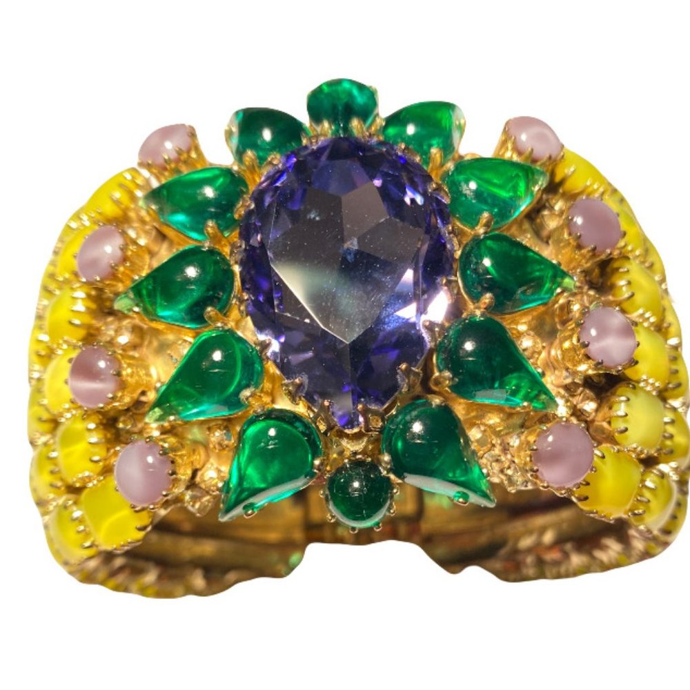 Otazu Jeweled Hinged Cuff Bracelet